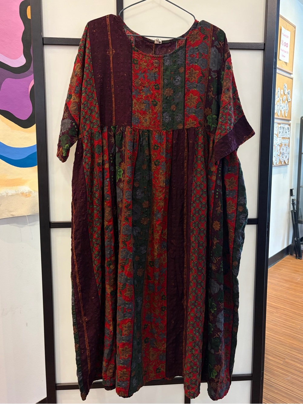Bohemian Patchwork Maxi Dress Multicolour Relaxed Fit